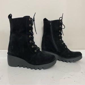 Women’s FLY London Leather Lace-Up Boot Bird Black